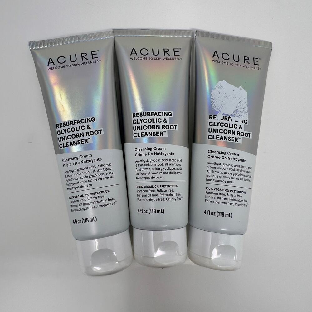 3x - ACURE Resurfacing Glycolic & Unicorn Root Cleanser Cream 4oz each